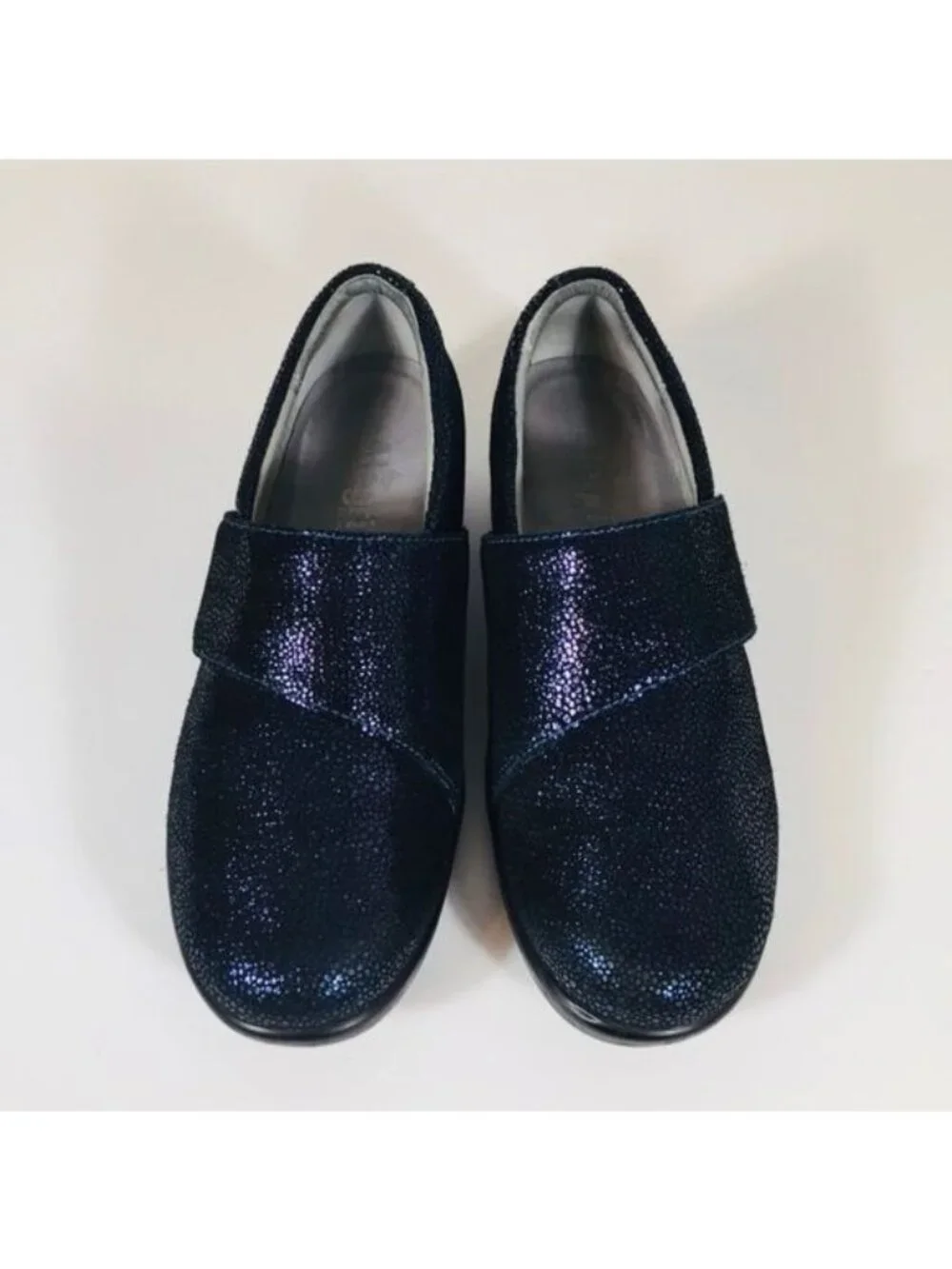 Alegria Womens Lauryn Cosmos Blue Metallic Leather Loafers size 38 US 8 8.5